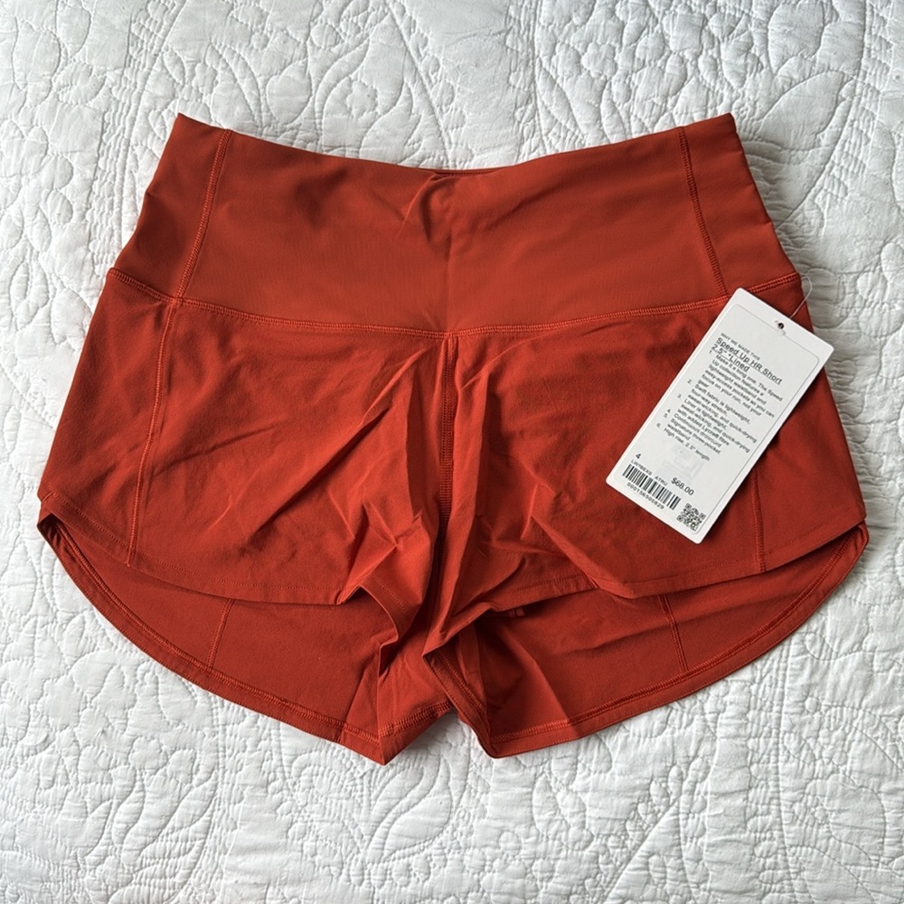 NWT Lululemon Speed Up High Rise Lined Short 2.5" Orange Brown Autumn Rust Sz 4 - Picture 2 of 7